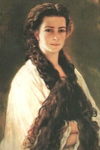 Empress Elisabeth with her hair down by Franz Xaver Winterhalter, 1865. This was the favorite painting of Franz-Joseph.