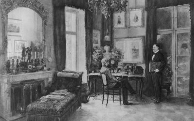 Emperor Franz Joseph at his office at the Kaiservilla.